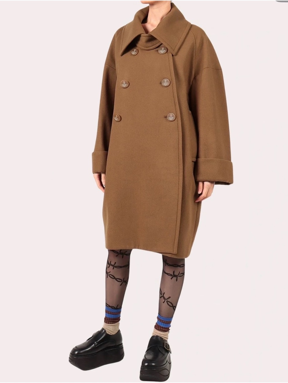 Vivienne Westwood 2024 Winter Collection Brown Double-Breasted Wool Coat